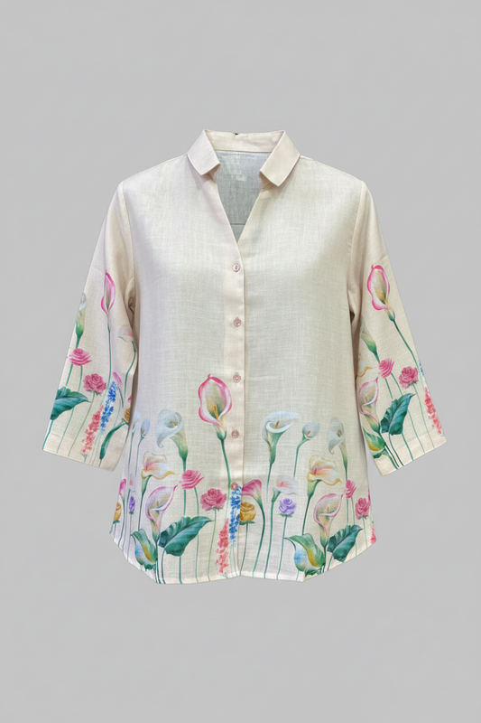 Blush Bloom Linen Shirt