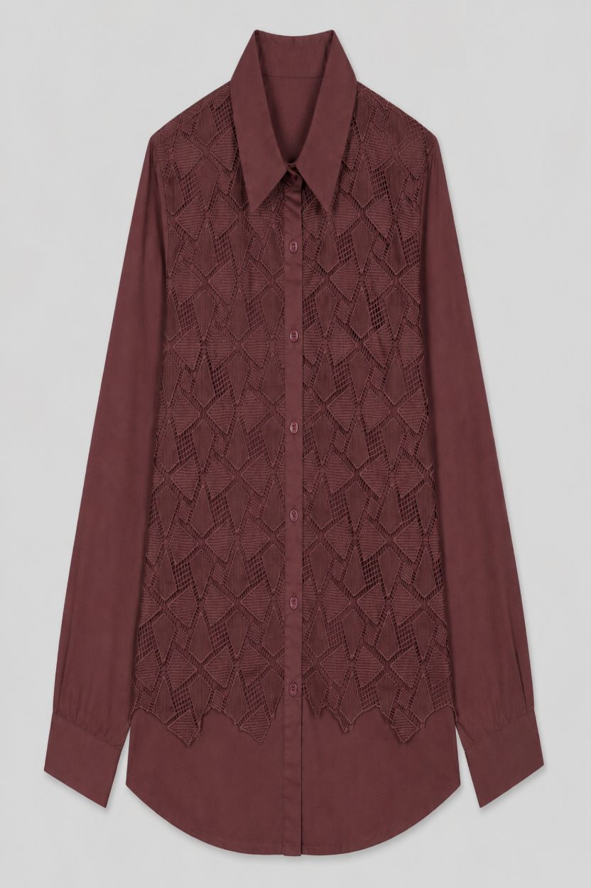 Mocha Lace Cotton Shirt