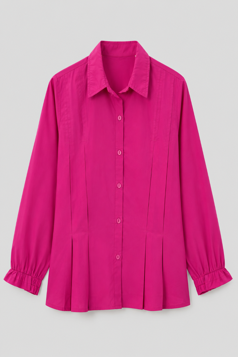 Fuchsia Pintuck Cotton Shirt