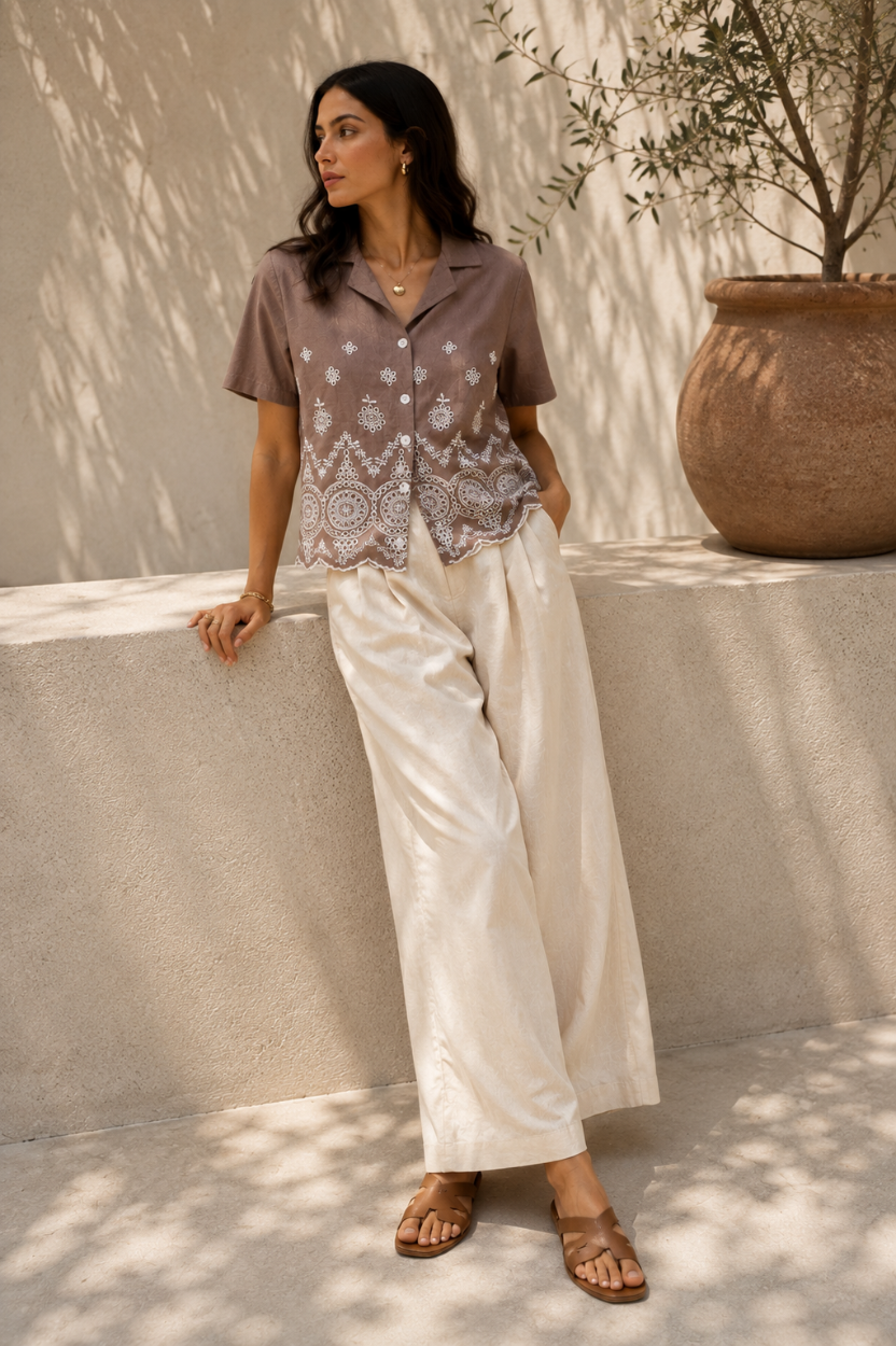 Sandstone Embroidered Shirt