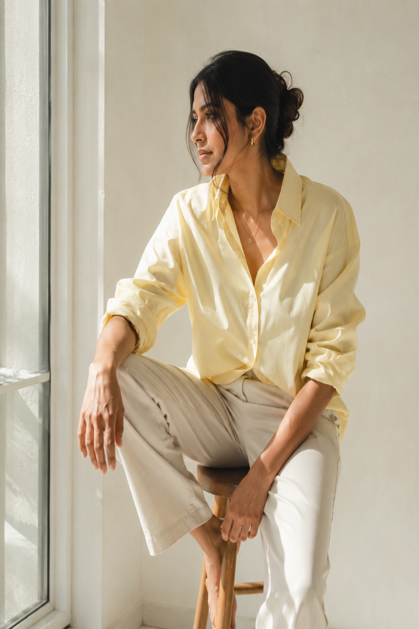 Butter Yellow Cotton Poplin Shirt