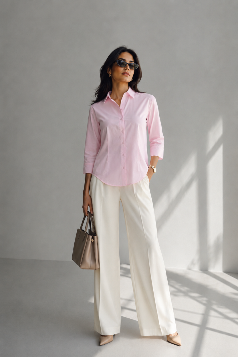 Blush Pink Cotton Poplin Shirt