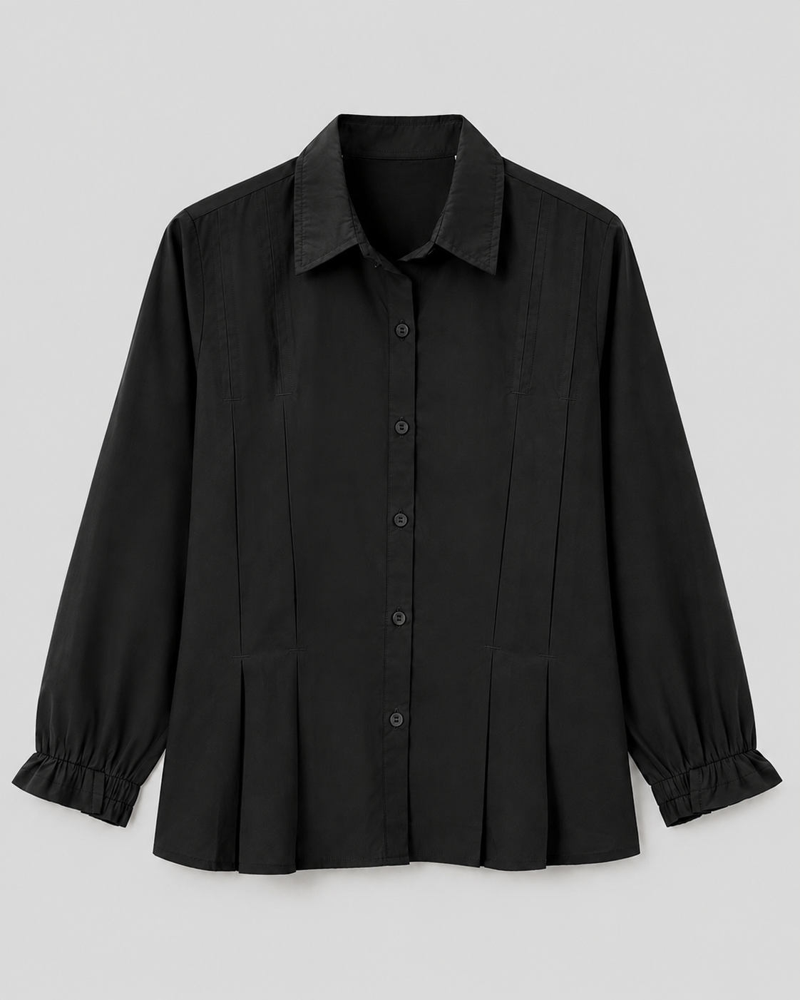 Black Pintuck Cotton Shirt