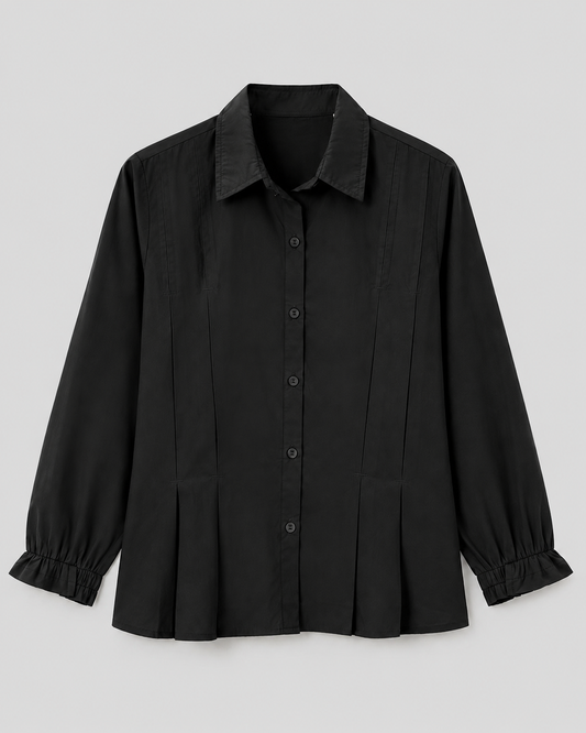 Black Pintuck Cotton Shirt