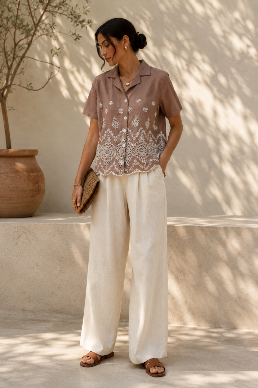 Sandstone Embroidered Shirt