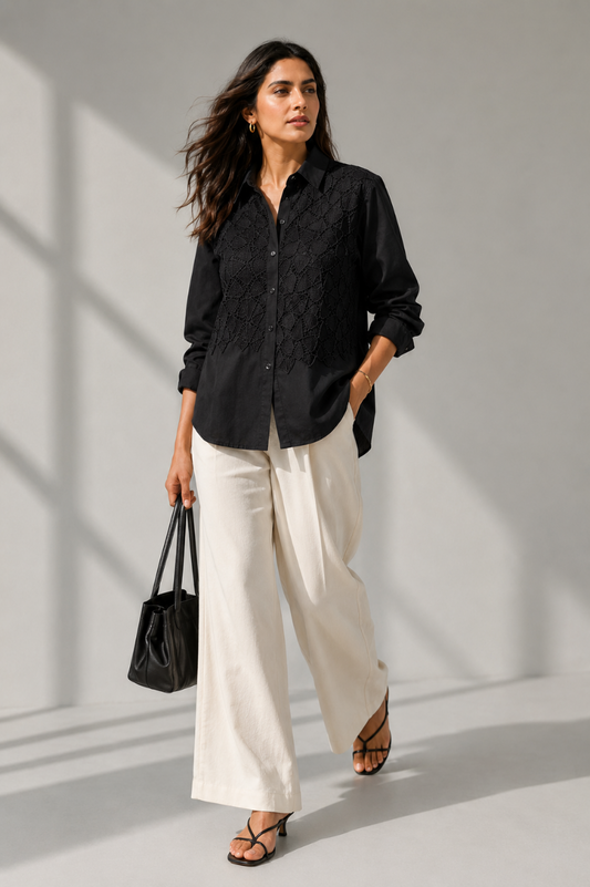 Midnight Lace Cotton Shirt