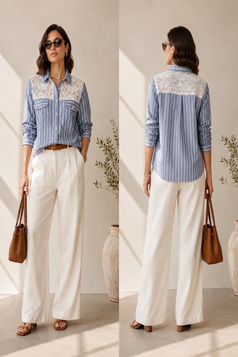 Blue Stripe Lace Shirt