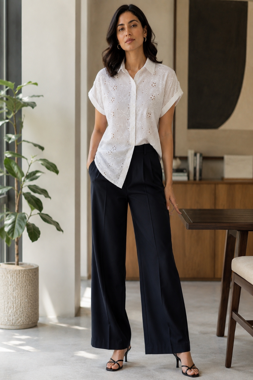 Ivory White Embroidered Shirt