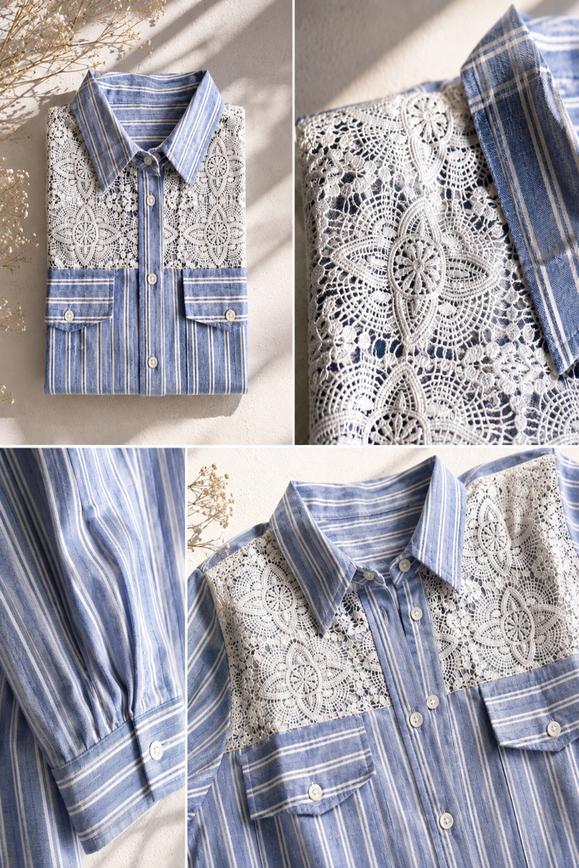 Blue Stripe Lace Shirt