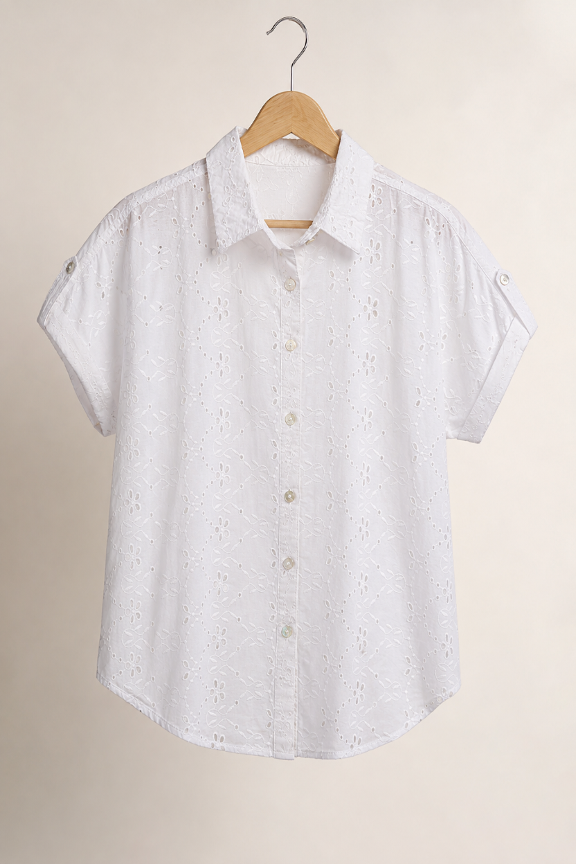 Ivory White Embroidered Shirt