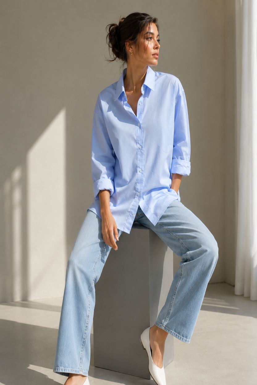 Cloud Blue Cotton Poplin Shirt