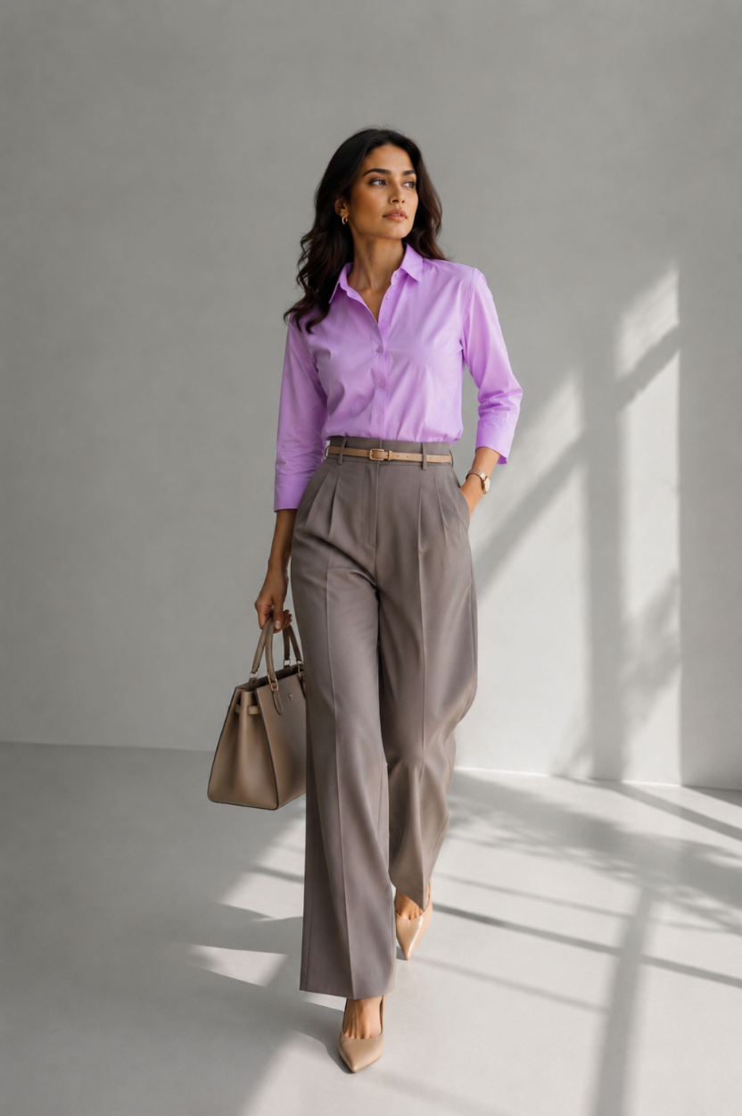 Lavender Cotton Poplin Shirt