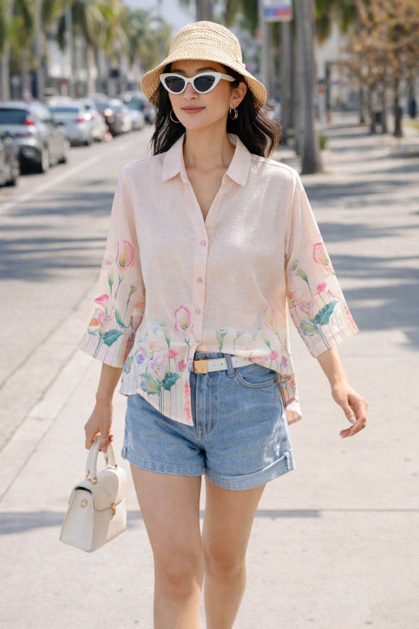 Blush Bloom Linen Shirt