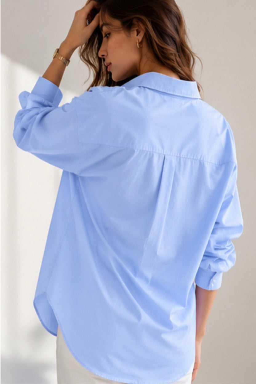 Cloud Blue Cotton Poplin Shirt