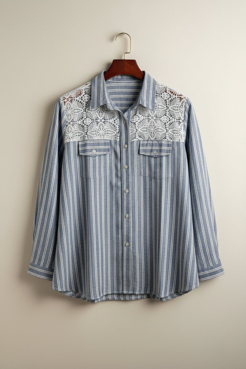 Blue Stripe Lace Shirt