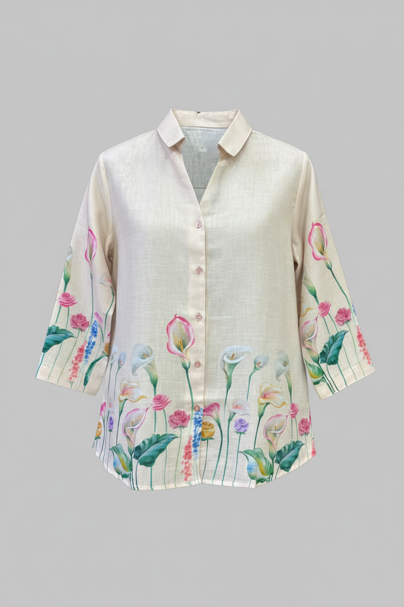 Blush Bloom Linen Shirt